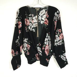 NWT Anama Batwing Faux Wrap Floral Blouse Top